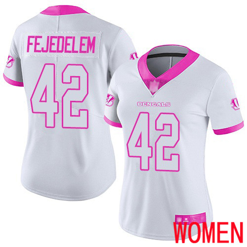 Cincinnati Bengals Limited White Pink Women Clayton Fejedelem Jersey NFL Footballl #42 Rush Fashion->cincinnati bengals->NFL Jersey